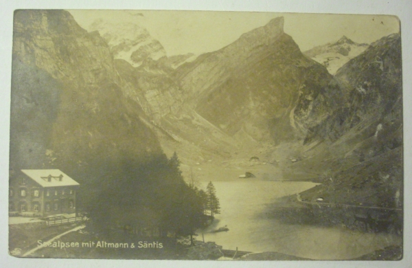 Ansichtskarte Seealpsee mit Altmann & Säntis (1921)